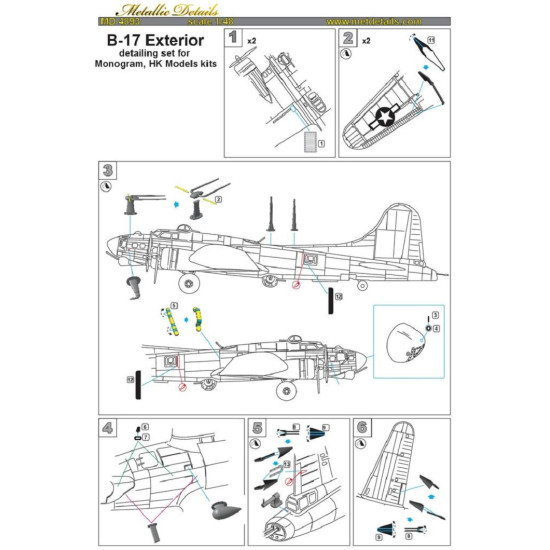Metallic Details MDR4893 1/48 B17. Exterior (HK Models, Monogram) scale kit Model Kit